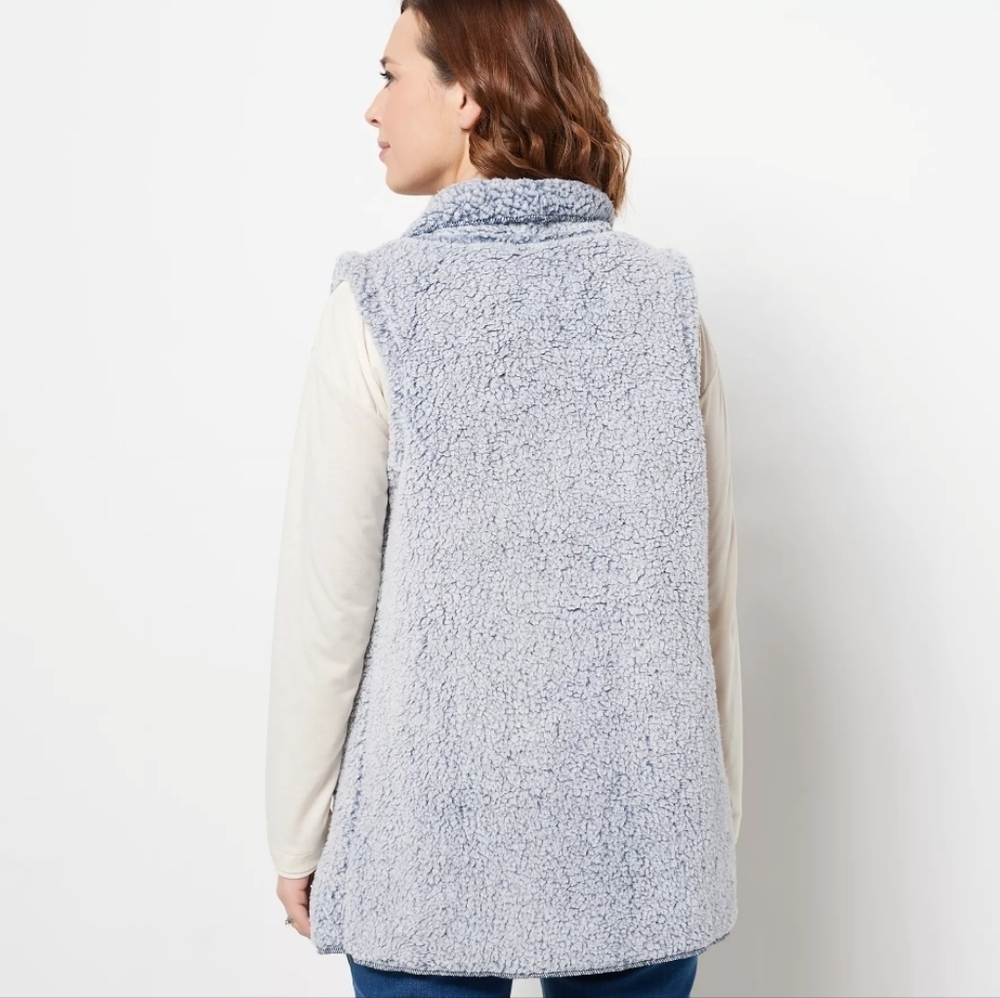 UGG KOOLABURRA Hooded Sherpa Vest Open Front Pockets Cozy Comfy Layering Winter - Picture 2 of 8